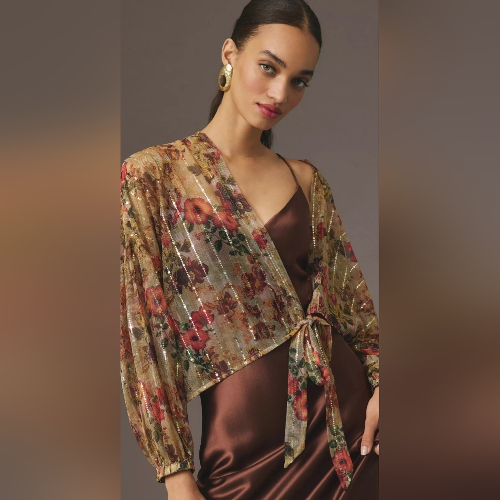 Anthropologie Shimmer Printed Kimono